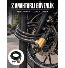 Motosiklet, Bisiklet ve Elektrikli Scooter İçin Ağır Hizmet Tipi Çelik Halat Kilidi