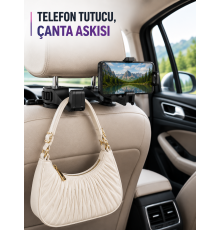 Araç Koltuk Başlığına Takılan Telefon Tutucu ve Eşya Askısı