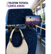 Araç İçi Telefon Sabitleyici ve Koltuk Arkası Çanta Askılığı