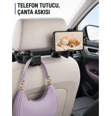 Ayarlanabilir Araç Telefon Tutucu ve Koltuk Başlığı Askılığı