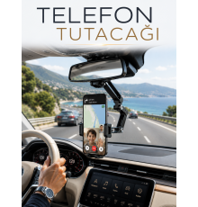 Araç İçi Dikiz Aynası Telefon Tutucu 360° Döner Ayarlanabilir Katlanabilir