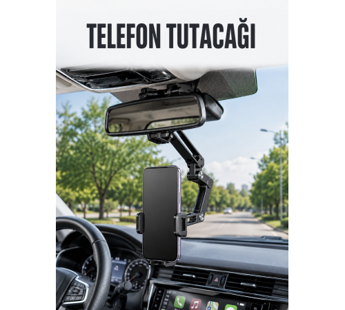 Araç Dikiz Aynası Telefon Tutucu Ayarlanabilir Katlanabilir Navigasyon Telefon Standı