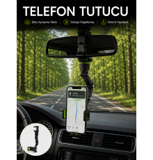Araç İçi Dikiz Aynası Telefon Tutucu 360° Dönebilen Katlanabilir
