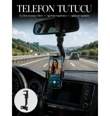 Araç İçi Telefon Standı Dikiz Aynasına Takılan Ayarlanabilir Telefon Tutucu