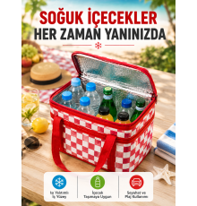 Alüminyum Folyo İç Yüzeyli Termos Çanta Kamp Plaj Market ve Piknik Çantası
