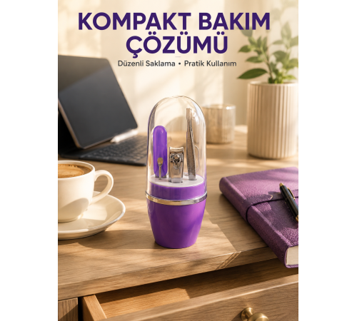 Mor Manikür Pedikür Seti Taşınabilir Kişisel Bakım Kiti