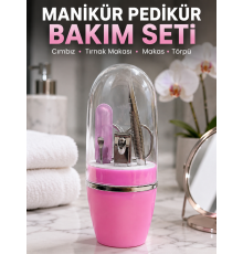 Pembe Tırnak Bakım Seti Cımbız Makas Tırnak Makası ve Törpü İçeren Kit