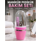 Pembe Manikür Pedikür Bakım Seti Cımbız Tırnak Makası Makas Törpü