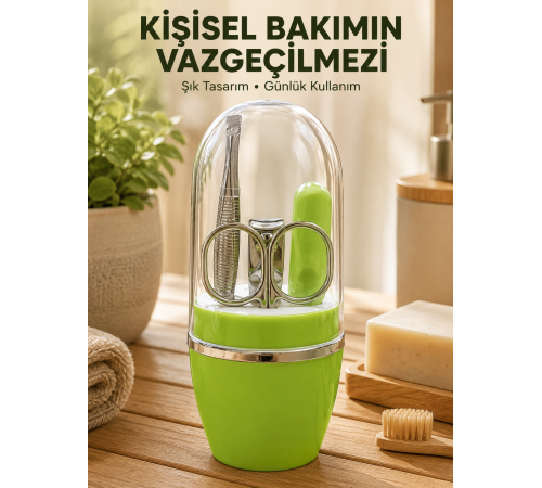 Yeşil Manikür Pedikür Bakım Seti Çok Amaçlı Kişisel Bakım Kiti