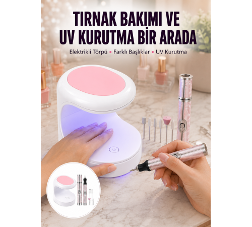 Tırnak Matkabı ve LED Oje Kurutucu 2’li Profesyonel Bakım Seti Yeni Nesil