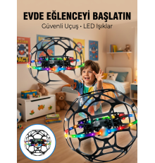 El Hareketi Kontrollü Futbol Topu Tasarımlı Drone LED Işıklı