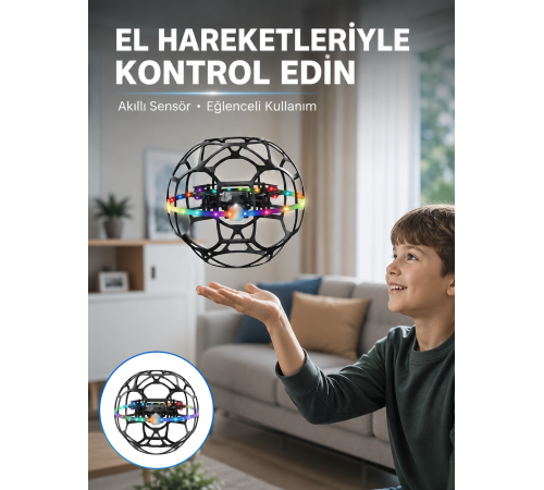 LED Işıklı Futbol Topu Mini Drone Akıllı Sensörlü El Kontrollü