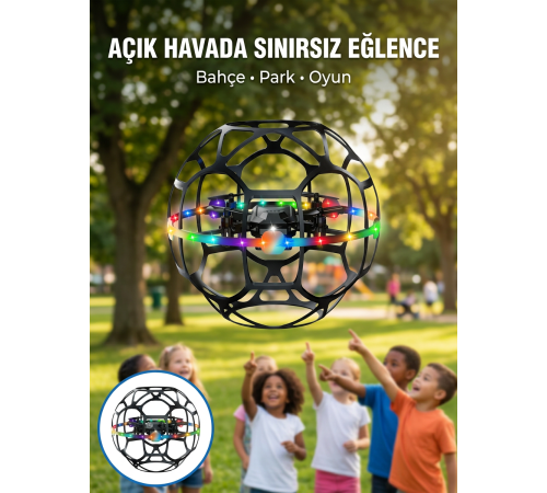 Şarjlı Futbol Topu Tasarımlı Mini Drone LED Aydınlatmalı Akıllı