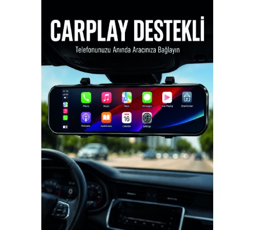 Ayna Carplay Araç İçi 9.66 İnç IPS Ekran Geri Görüş Kamerası Destekli