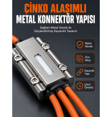 USB Type-C, Lightning ve Micro USB Uyumlu 3'ü 1 Arada Hızlı Şarj Kablosu