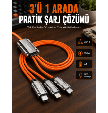 Yüksek Güç Aktarımı Sunan 6A Destekli Çoklu Bağlantı Şarj ve Veri Kablosu