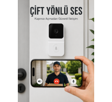 Wi-Fi Beyaz Görüntülü Kapı Zili HD Kamera, Gece Görüşü ve Çift Yönlü Konuşma Özellikli