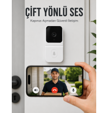 Wi-Fi Beyaz Görüntülü Kapı Zili HD Kamera, Gece Görüşü ve Çift Yönlü Konuşma Özellikli