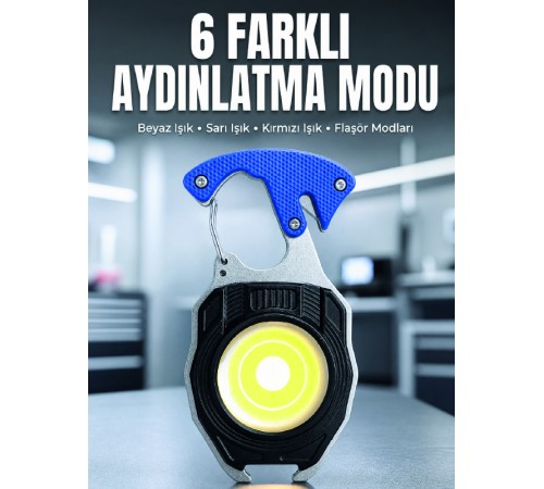 Araç Kamp Outdoor ve Tamir İşleri İçin Çok Amaçlı COB LED Şarjlı Kurtarma ve Çalışma Feneri