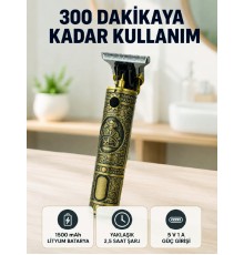 Kablosuz Saç Sakal Kesme Makinesi T Tipi Metal Bıçaklı 3 Kademeli Taraklı