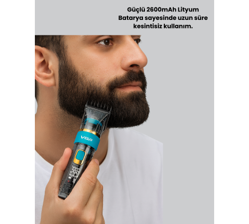 Saç ve Sakal Kesme Makinesi LED Ekranlı Profesyonel 5 Adet Uzunluk Ayarı
