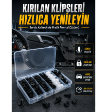 Universal Araç Döşeme Klipsi ve Tampon Sabitleme Pimi Seti 100 Parça Organizer Kutulu