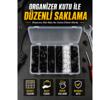 Profesyonel Oto Klips Tamir Seti 6 Farklı Model Plastik Sabitleme Pimi Organizer Kutulu