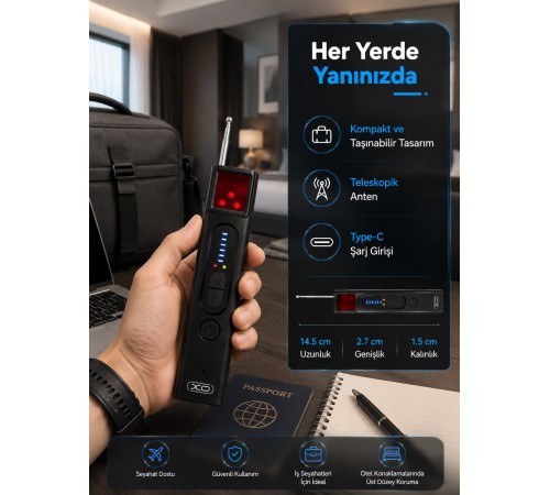 5 Kademeli Hassasiyet Ayarlı Kablosuz Sinyal Dedektörü