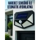 Hareket Sensörlü Güneş Enerjili Duvar Lambası Dış Mekan İçin Güçlü LED Aydınlatma
