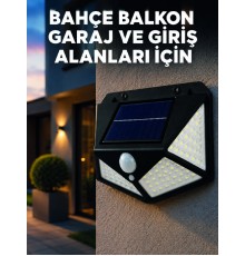 Solar LED Bahçe Aydınlatma Lambası 3 Işık Modlu Sensörlü Duvar Tipi Dış Mekan