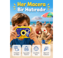 Çocuk Fotoğraf Makinesi HD Video Kayıt Özellikli 2.0 İnç Ekranlı Type-C Şarjlı Dijital Kamera