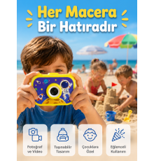 Çocuk Fotoğraf Makinesi HD Video Kayıt Özellikli 2.0 İnç Ekranlı Type-C Şarjlı Dijital Kamera