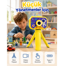 Çocuk Kamerası Fotoğraf ve Video Çekimi Mini Tripodlu Şarjlı Dijital Kamera 2.0 TFT Ekran