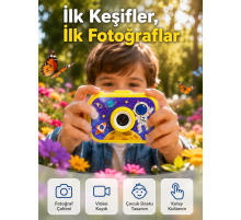 Mini Çocuk Dijital Fotoğraf Makinesi Type-C Şarjlı HD Video Kamera 2.0 İnç TFT Renkli Ekran