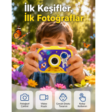 Mini Çocuk Dijital Fotoğraf Makinesi Type-C Şarjlı HD Video Kamera 2.0 İnç TFT Renkli Ekran