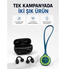 Yeşil Çanta Charm Saat ve Kablosuz Bluetooth Kulaklık İkili Kampanya Seti Günlük Kullanım