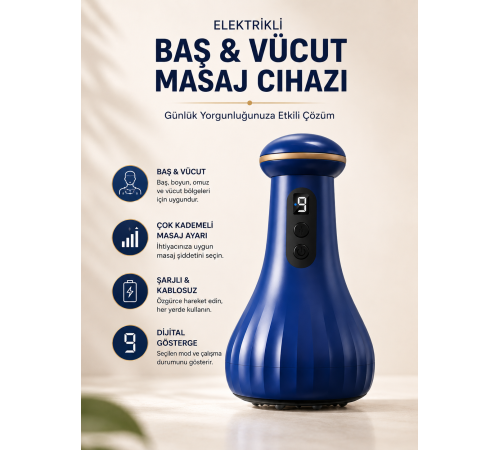 Elektrikli Masaj Cihazı Baş, Vücut Kullanımına Uygun