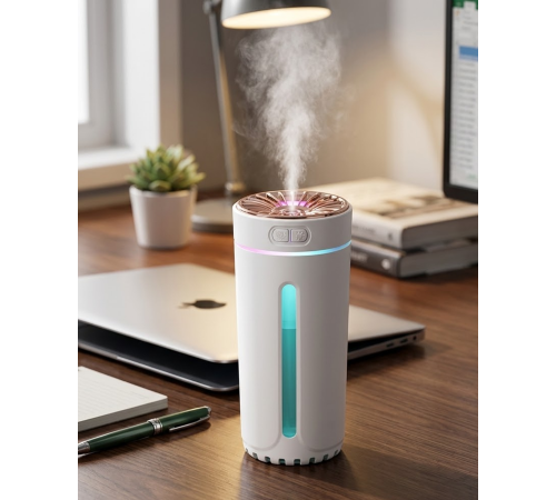 Araç İçi Hava Nemlendirici 5 Esans Hediyeli LED Işıklı USB Buhar Makinesi