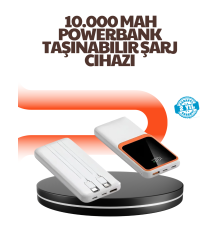 Taşınabilir 10000 mAh Powerbank Dijital Göstergeli, Type-C ve USB Çıkışlı