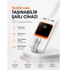 10.000 mAh Bataryalı, Dijital Göstergeli Taşınabilir Powerbank