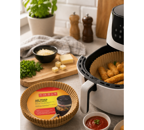 100 Lü Airfryer Kağıdı Yağ Geçirmez Yapışmaz Pişirme Kağıdı