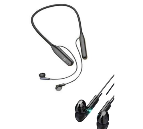 100 Saat Kablolu Boyun Askılı Dijital Göstergeli Bluetooth Kulaklığı