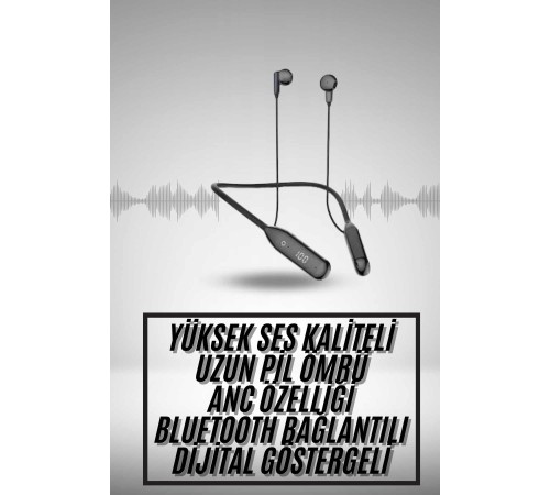 100 Saat Kablolu Boyun Askılı Dijital Göstergeli Bluetooth Kulaklık
