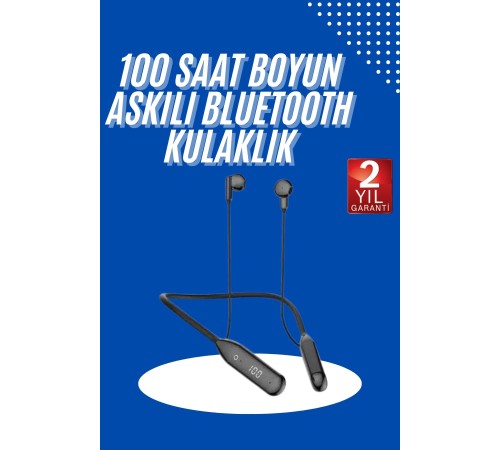 100 Saat Kablolu Boyun Askılı Dijital Göstergeli Bluetooth Kulaklık