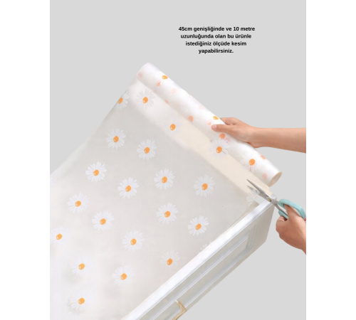 10 Metre Papatya Desenli Kolay Temizlenebilir Çekmece Matı