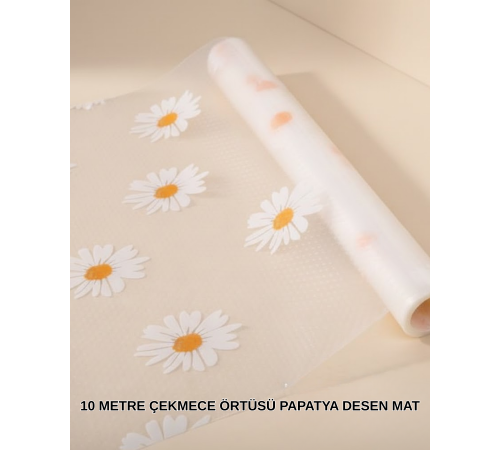 10 Metre Papatya Desenli Kaymaz Dolap ve Çekmece İçi Mat