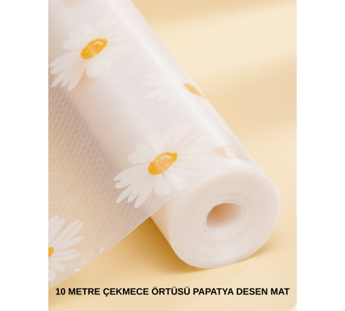 10 Metre Papatya Desenli Kaymaz Dolap ve Çekmece İçi Mat