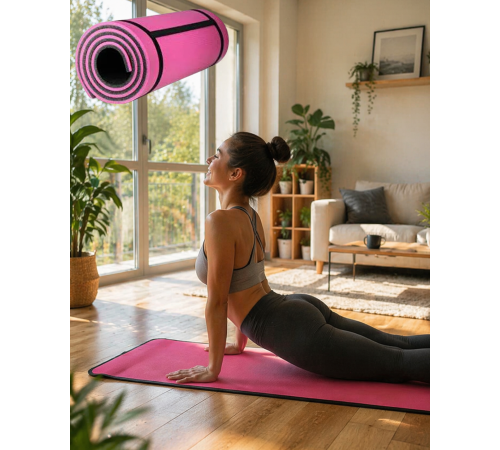 10 mm Fitness Yoga Matı Kaymaz Yüzey Çift Taraflı Kullanım Dayanıklı Eva Malzeme