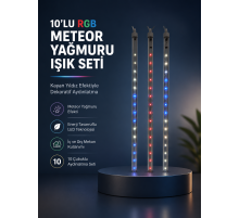 Dekoratif RGB LED Işık Çubuğu Seti 10 Adet Çubuk Kayan Yıldız Efektli