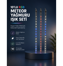 Dekoratif RGB LED Işık Çubuğu Seti 10 Adet Çubuk Kayan Yıldız Efektli